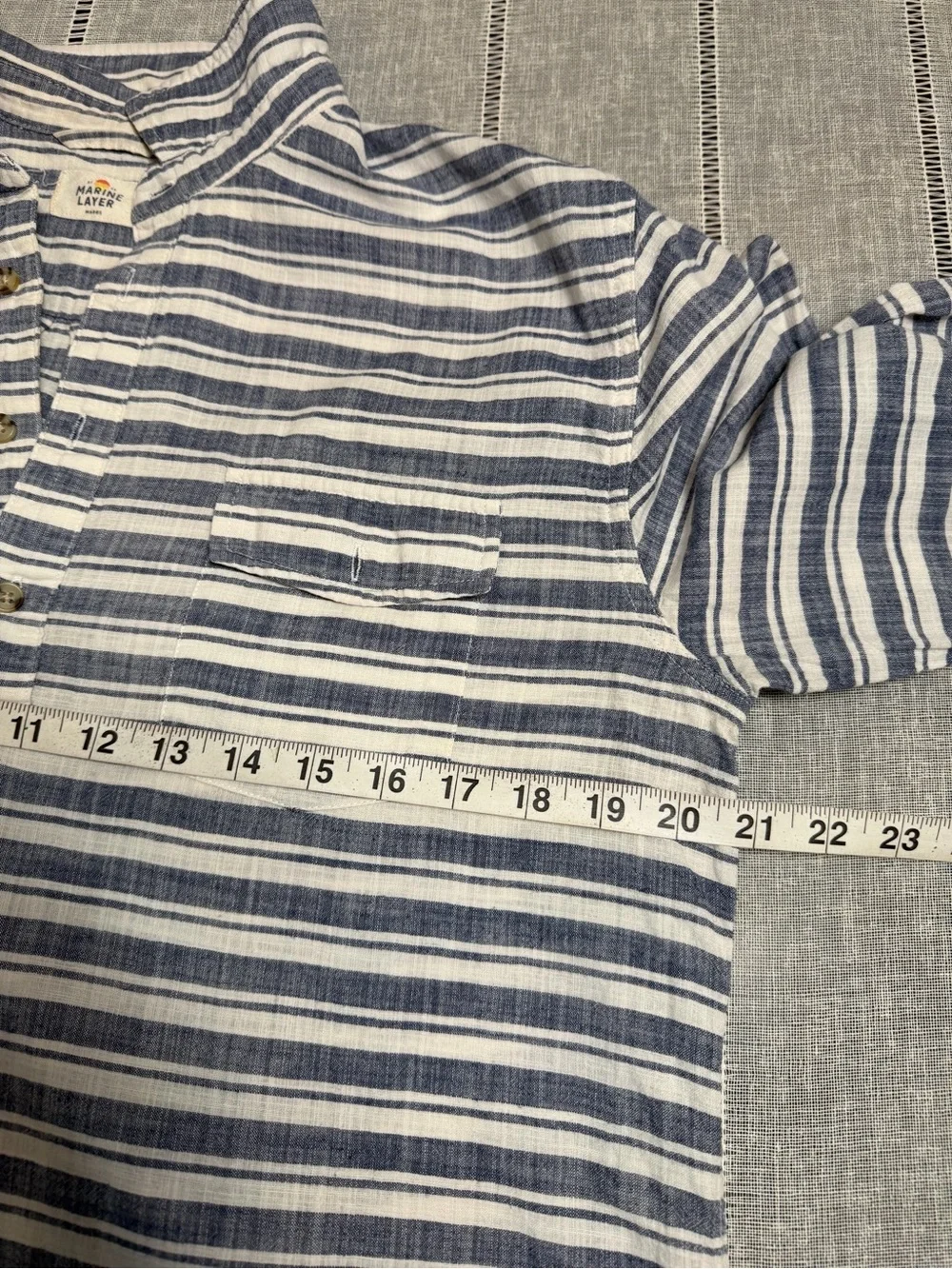 Marine Layer Size Large Blue White Stripe Pullover Collared Shirt Women 100%cott - Picture 14 of 14
